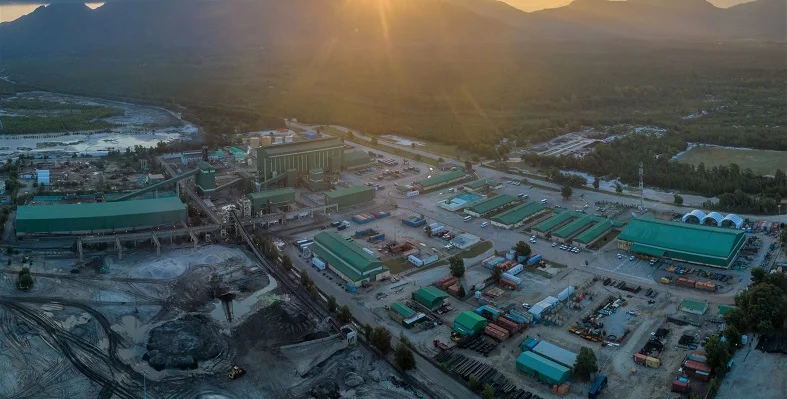 A wide, overhead shot of the hybrid power plant for the QMM mine. 