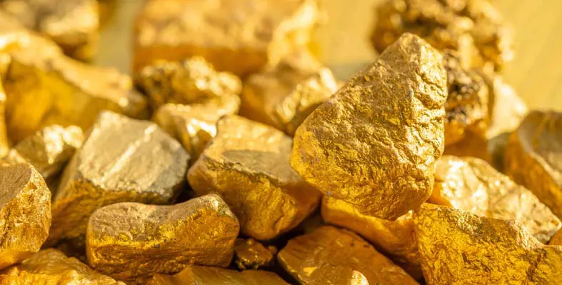 An image of gold that has been mined from a site.