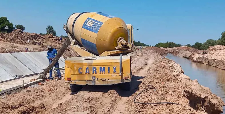 A carmix concrete mixer at work in Namibia.