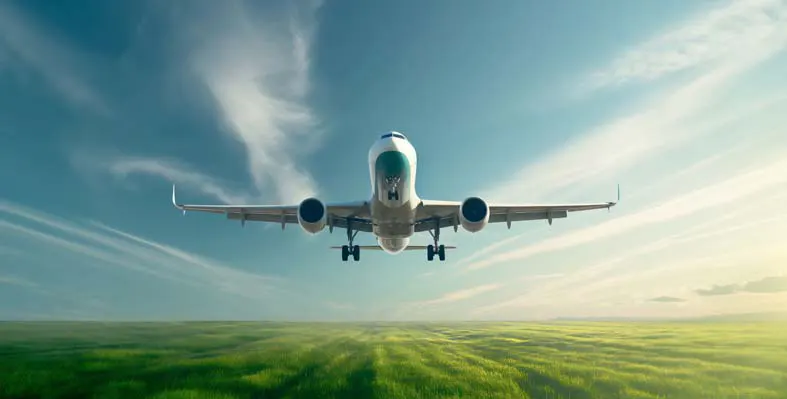 An_aeroplane_flying_over_a_green_field