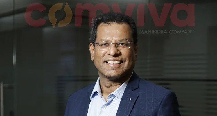 A headshot of Rajesh Chandiramani with the Comviva logo in the background. 