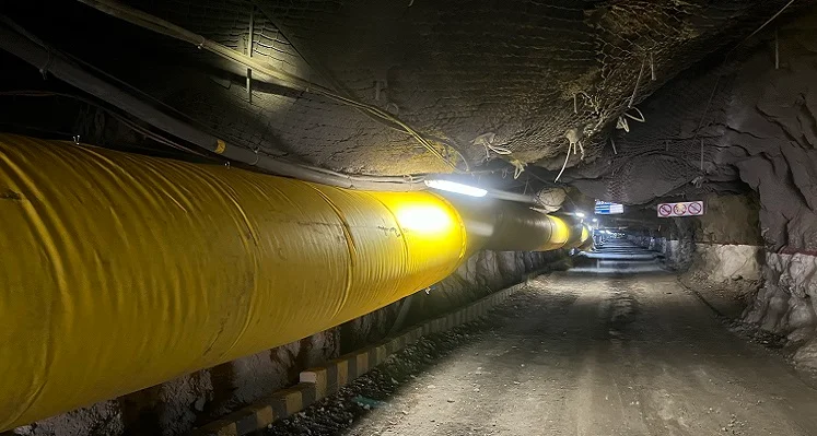 PVC ducting installed at a site running down a tunnel.