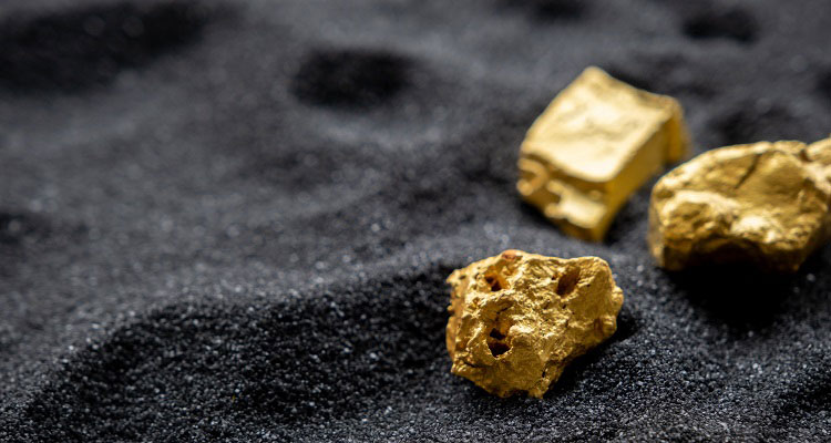 A picture of gold nuggets. 