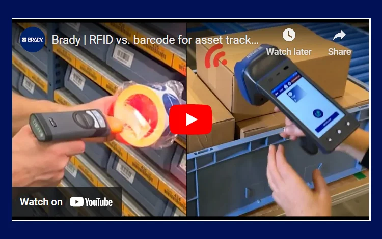 A Youtube overview for a Brady video showcasing the RFID vs barcode for asset tracking.