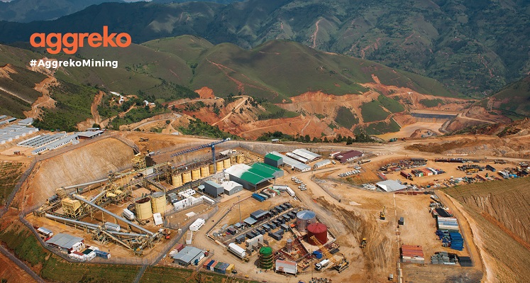 A overhead shot of a mine with the Aggreko logo in the top left.