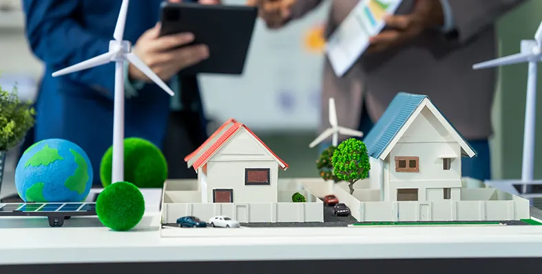 A US$250mn IFC loan will help Standard Bank finance eco-friendly, affordable housing and commercial developments across South Africa. (Image source: Adobe Stock) Two_businessmen_discussing_green_housing_project