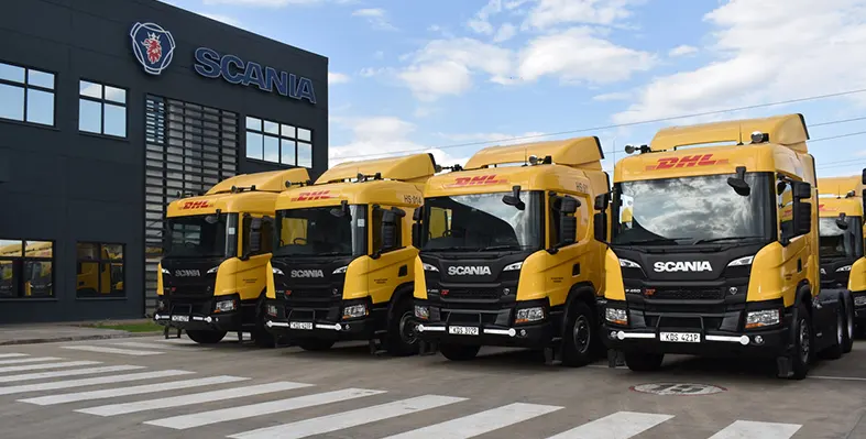 Volvo's_Euro 5_trucks_lined_up_in_a_row_for_display