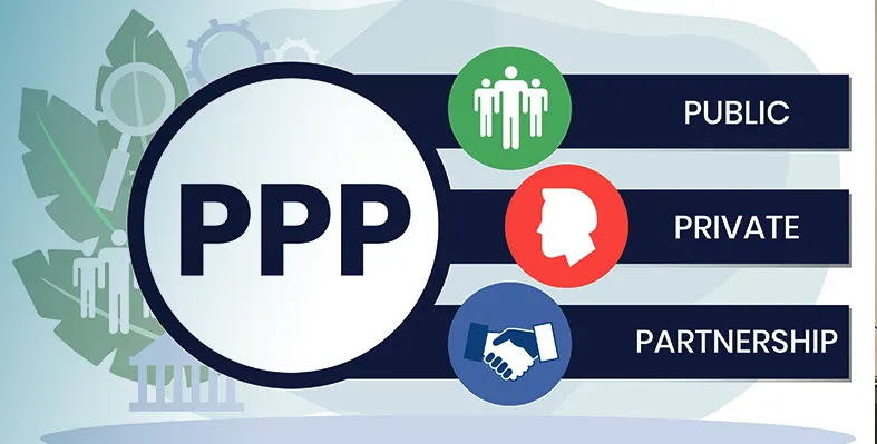 A graphic reading 'PPP' with 'Public', 'Private' and 'Partnership' coming off it. 
