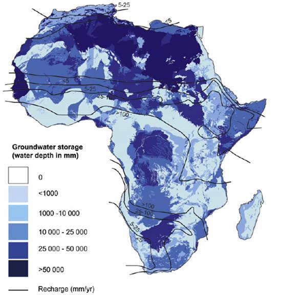 Map of African groundwater resources. (Image source: Environmental Research Letters)