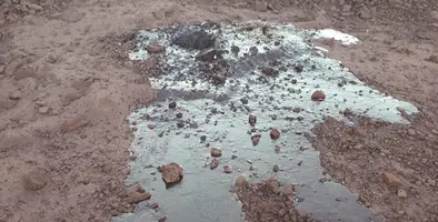 Decomposed emulsion and water. 