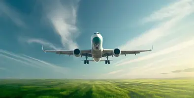 An_aeroplane_flying_over_a_green_field