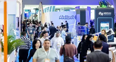 Participants walking around stands at WFES.