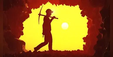 Silhouette-mining-worker-axe
