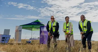 Key executives of Africa Data Centres and DPA SA breaking ground for the solar farm.