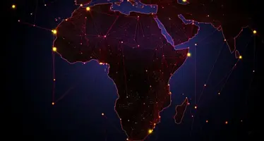 African map showcasing connectivity across the continent. 