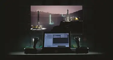 The 12” touchscreen display and joystick configuration of Epiroc's new CAP system. 