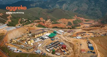 A overhead shot of a mine with the Aggreko logo in the top left.