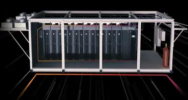A digital rendering of a modular data centre.