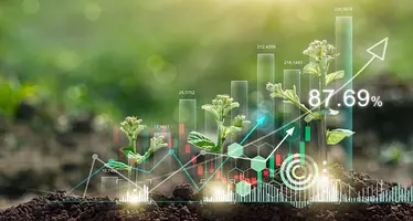 An image of positive data on a background of green plants. 