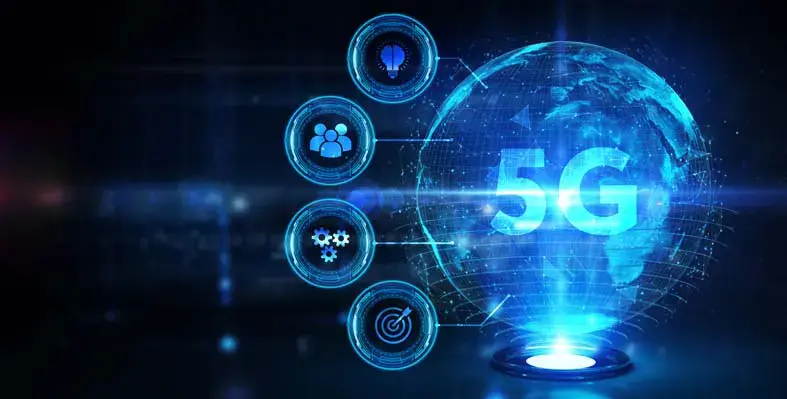 A digital image of the globe with 5G inside