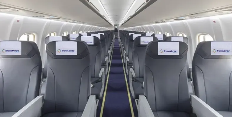The interior of the plane.