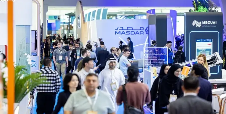 Participants walking around stands at WFES.