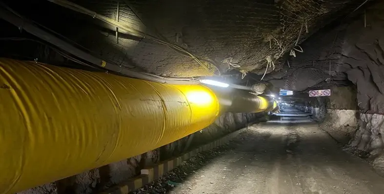 PVC ducting installed at a site running down a tunnel.
