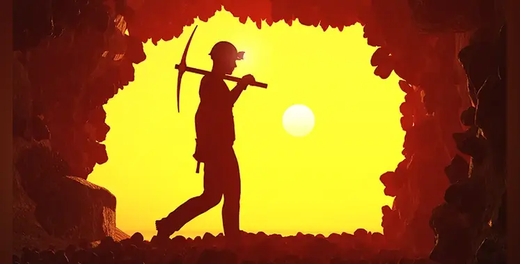 Silhouette-mining-worker-axe