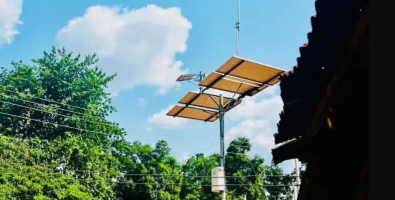 Satellite tower in African town