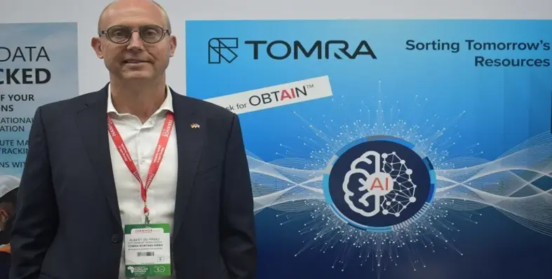 Albert du Preez posing at Mining Indaba. 