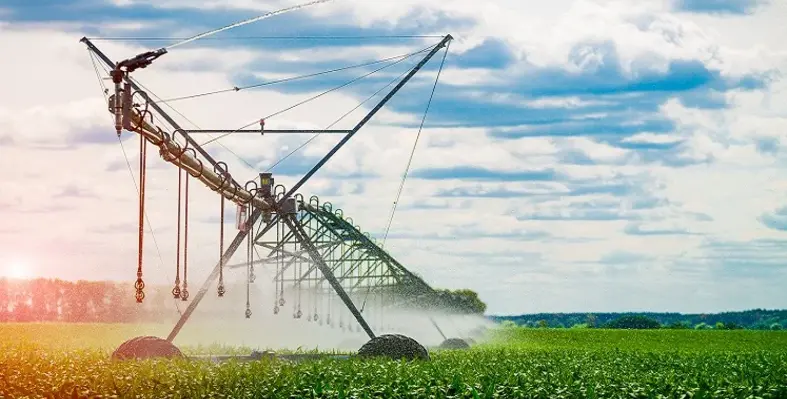 An irrigation system at work on an African Farm. 