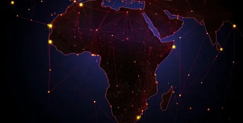 African map showcasing connectivity across the continent. 