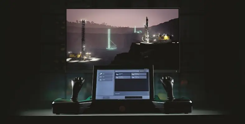 The 12” touchscreen display and joystick configuration of Epiroc's new CAP system. 