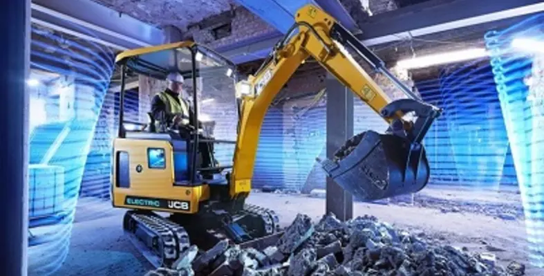 In 2019, JCB launched its first-ever fully-electric mini excavator, the 19C-1E. (Image source: JCB) JCB electric vehicle