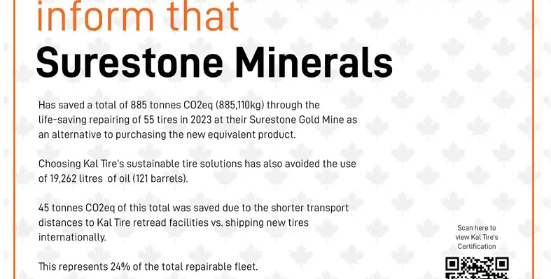 An example certificate for a Kal Tire customer. 