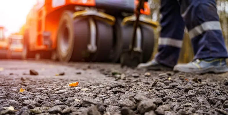 Construction works taking place for a road.