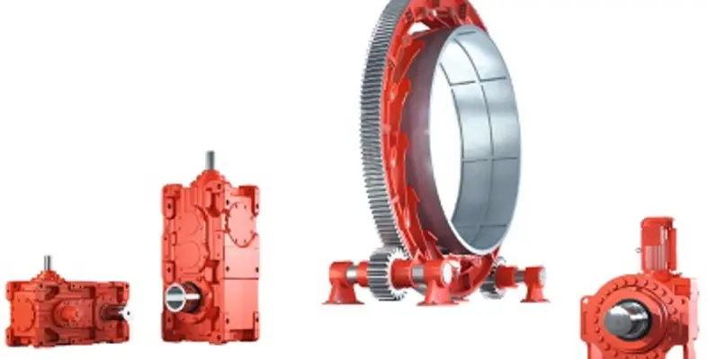 Historically SEW-EURODRIVE has been known as a geared motor specialist, but has grown extensively into after-sales service and industrial gear units. (Image source: SEW-EURODRIVE) SEW EURODRIVE industrial gear units against a white background.