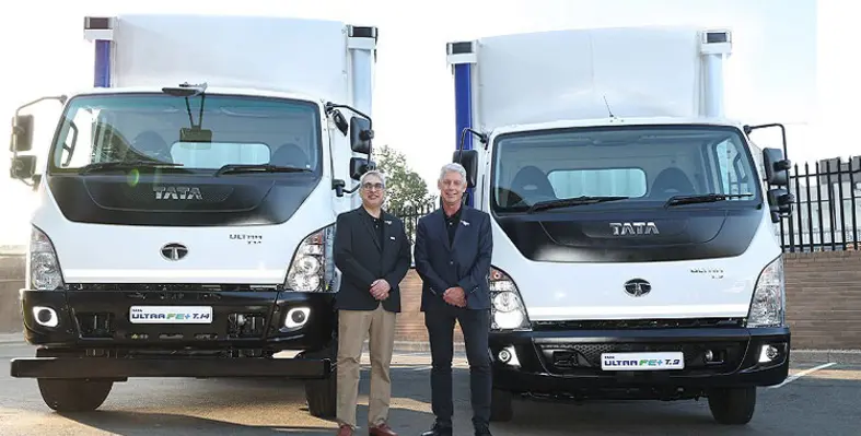 The new trucks from Tata Owners with company stakeholders stood in front.