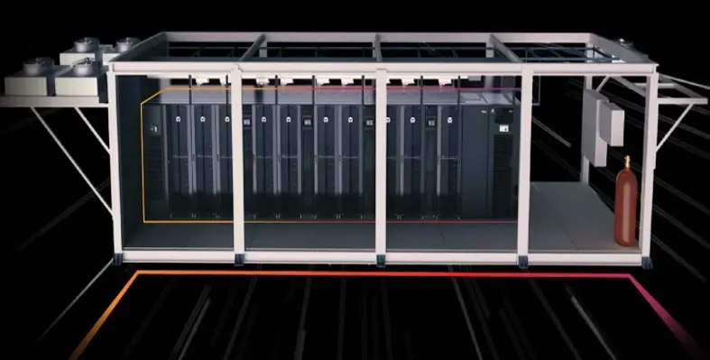 A digital rendering of a modular data centre.