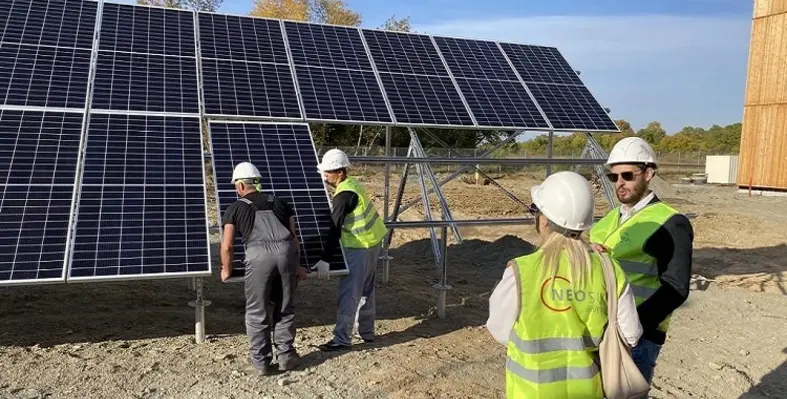 Solar panels being installed as part of a wider project. 