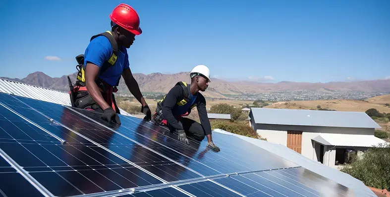 workers_install_solar_panels_Africa_WSP