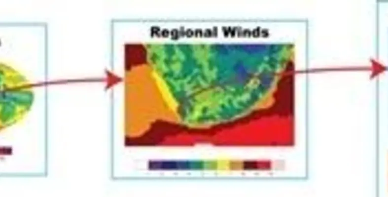 The illustration gives you an idea of what a wind resource map may look like